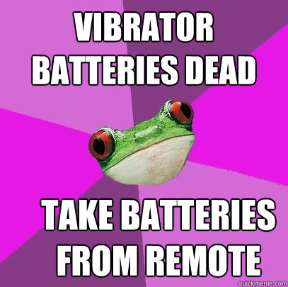 Vibrator batteries dead take batteries from remote - Vibrator batteries dead take batteries from remote  Foul Bachelorette Frog