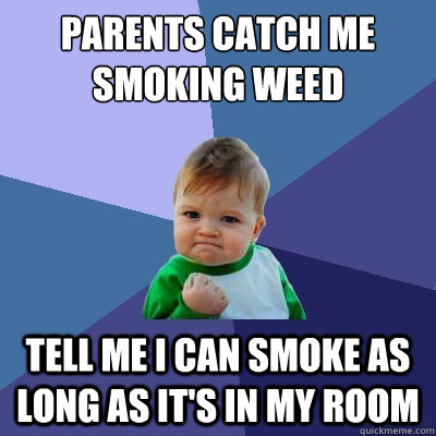 parents catch me smoking weed tell me i can smoke as long as it's in my room  Success Kid