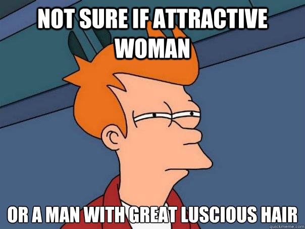 Not sure if attractive woman Or a man with great luscious hair  Futurama Fry