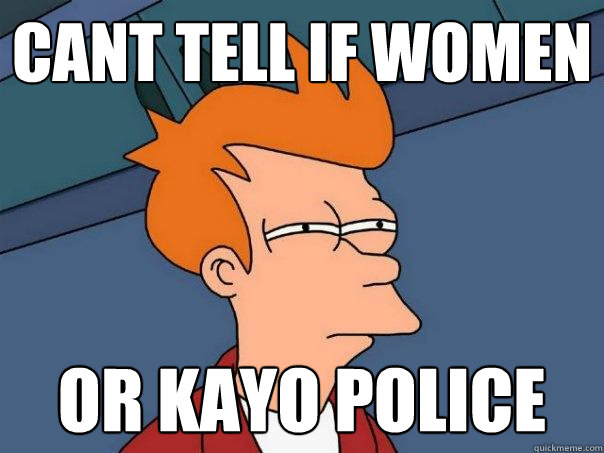 cant tell if women  or kayo police  Futurama Fry