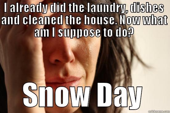 Snow Day First World Problems - I ALREADY DID THE LAUNDRY, DISHES AND CLEANED THE HOUSE. NOW WHAT AM I SUPPOSE TO DO? SNOW DAY First World Problems