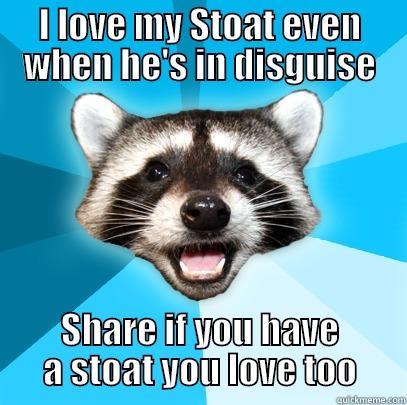 I LOVE MY STOAT EVEN WHEN HE'S IN DISGUISE SHARE IF YOU HAVE A STOAT YOU LOVE TOO Lame Pun Coon