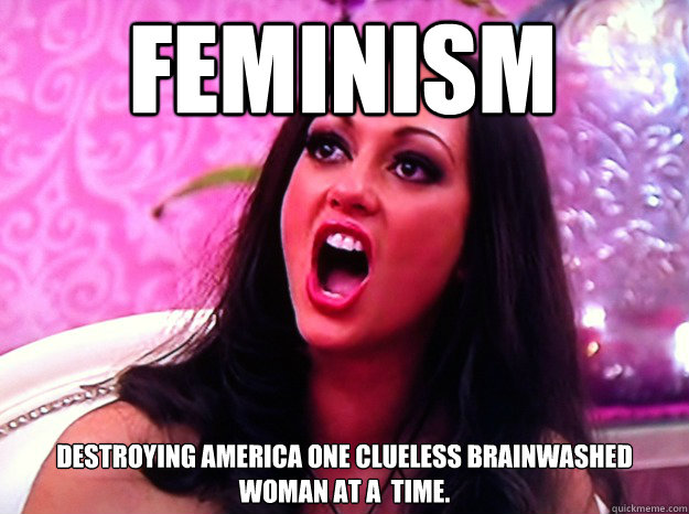 FEMINISM Destroying america one clueless brainwashed woman at a  time.   Feminist Nazi