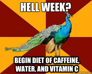 Hell Week? Begin diet of caffeine, water, and vitamin c - Hell Week? Begin diet of caffeine, water, and vitamin c  Thespian Peacock