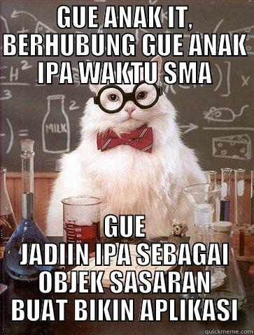 GUE ANAK IT, BERHUBUNG GUE ANAK IPA WAKTU SMA GUE JADIIN IPA SEBAGAI OBJEK SASARAN BUAT BIKIN APLIKASI Chemistry Cat