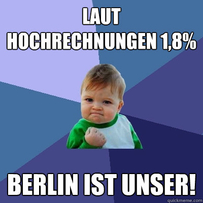 Laut Hochrechnungen 1,8% Berlin ist unser!  Success Kid