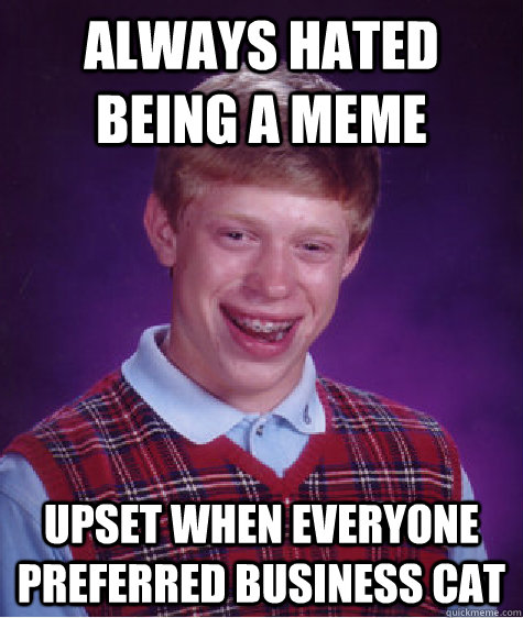 always hated being a meme Upset when everyone preferred business cat  Bad Luck Brian