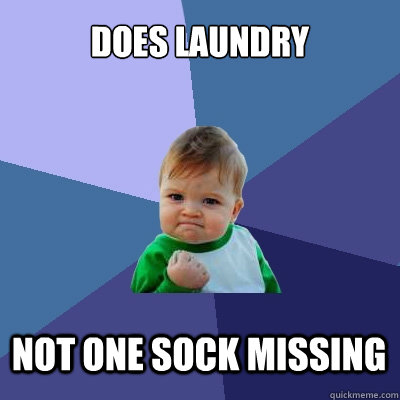 Does laundry Not one sock missing  Success Kid