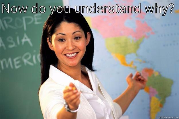 NOW DO YOU UNDERSTAND WHY?   Unhelpful High School Teacher