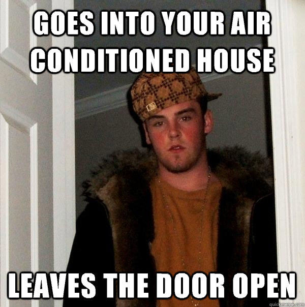 Goes into your air conditioned house Leaves the door open  Scumbag Steve