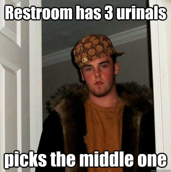 Restroom has 3 urinals picks the middle one - Restroom has 3 urinals picks the middle one  Scumbag Steve