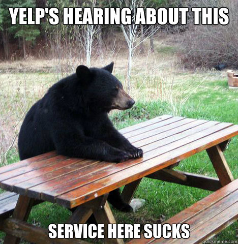 Yelp's hearing about this Service here sucks  waiting bear