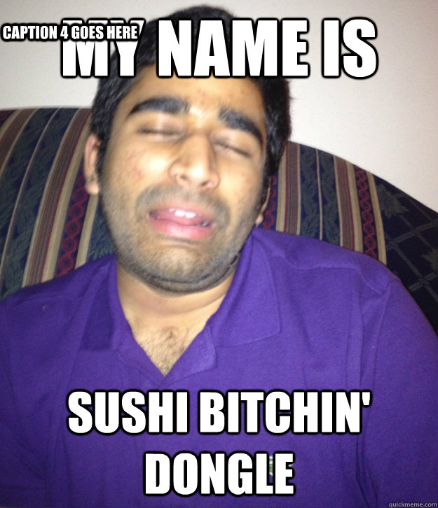 My name is Sushi Bitchin' Dongle Caption 3 goes here Caption 4 goes here  