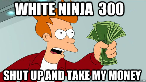 White ninja  300 shut up and take my money  Fry shut up and take my money credit card