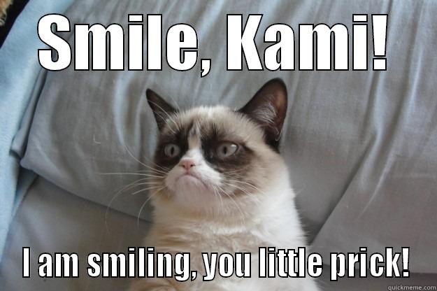 SMILE, KAMI! I AM SMILING, YOU LITTLE PRICK! Grumpy Cat