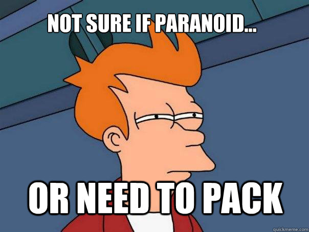 not sure if paranoid... or need to pack  Futurama Fry