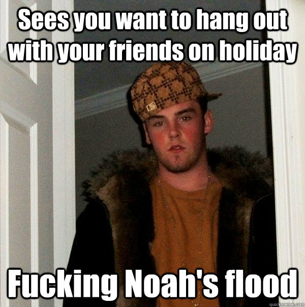 Sees you want to hang out with your friends on holiday Fucking Noah's flood  Scumbag Steve