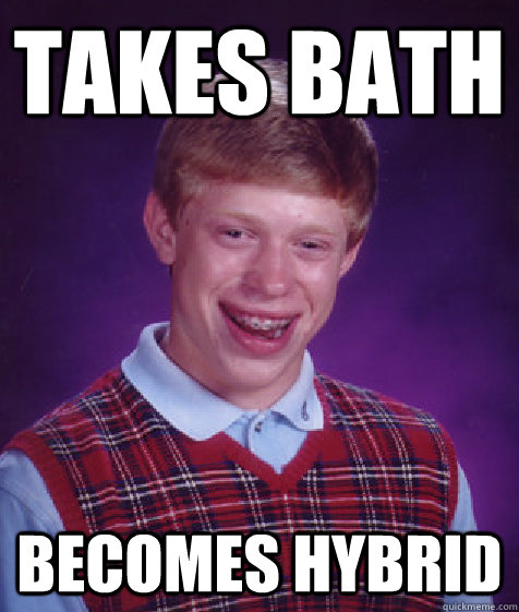 takes bath becomes hybrid - takes bath becomes hybrid  Bad Luck Brian