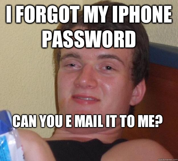 I forgot my iPhone password  Can you e mail it to me?
  10 Guy