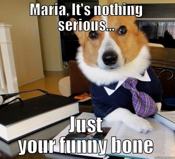 MARIA, IT'S NOTHING SERIOUS... JUST YOUR FUNNY BONE Lawyer Dog