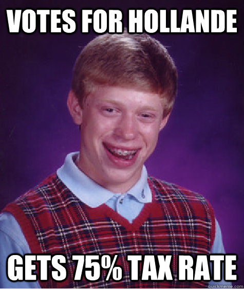 Votes for Hollande Gets 75% Tax rate  Bad Luck Brian