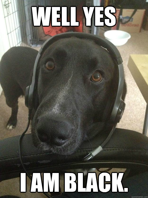 Well Yes I am black.  Gamer Dog