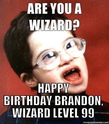 B's Bday -  HAPPY BIRTHDAY BRANDON, WIZARD LEVEL 99 Misc