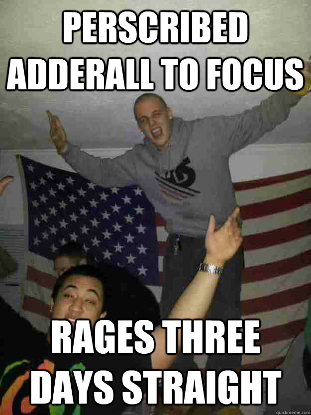 Perscribed adderall to focus rages three days straight - Perscribed adderall to focus rages three days straight  Misc