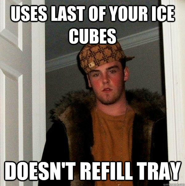 uses last of your ice cubes doesn't refill tray  Scumbag Steve