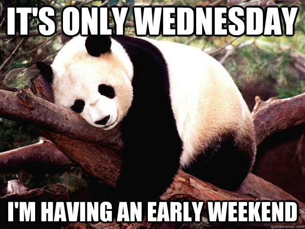 It's only Wednesday I'm having an early weekend  Procrastination Panda