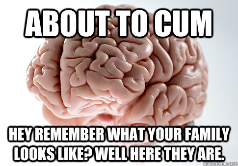 About to cum hey remember what your family looks like? Well here they are.  Scumbag Brain