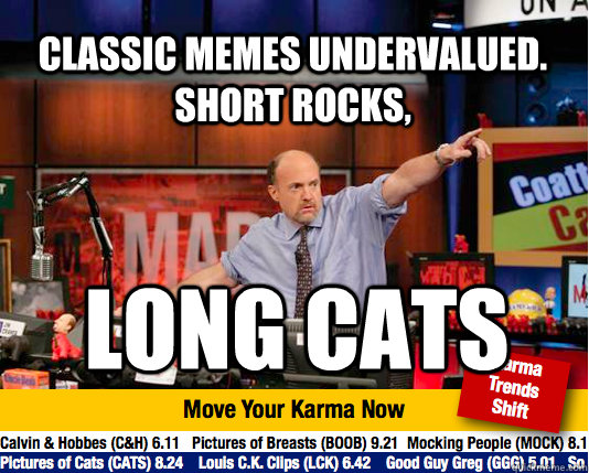 Classic memes undervalued. short rocks, Long cats  Mad Karma with Jim Cramer