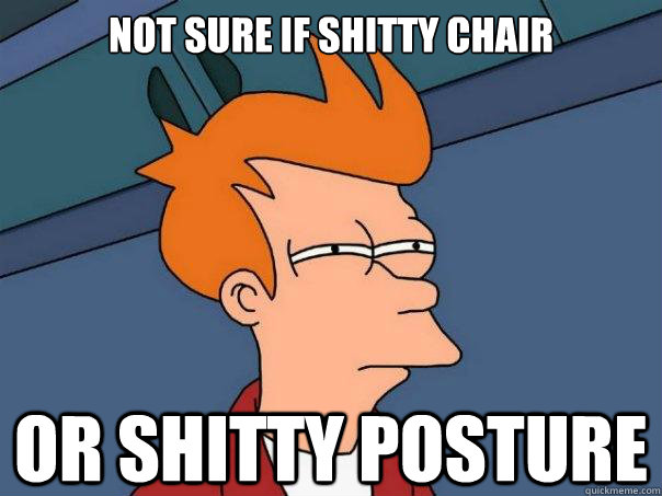 not sure if shitty chair or shitty posture - not sure if shitty chair or shitty posture  Futurama Fry