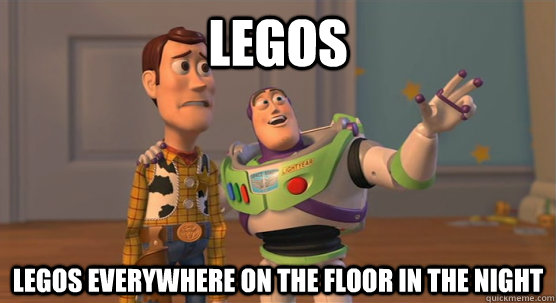 legos legos everywhere on the floor in the night  Toy Story Everywhere