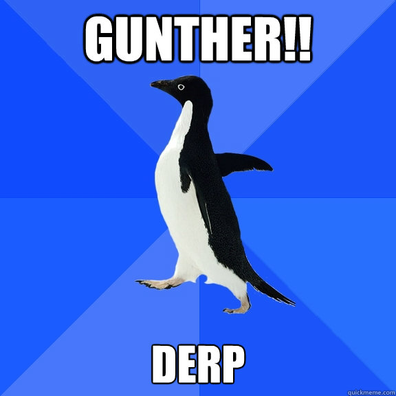 gunther!! derp  Socially Awkward Penguin