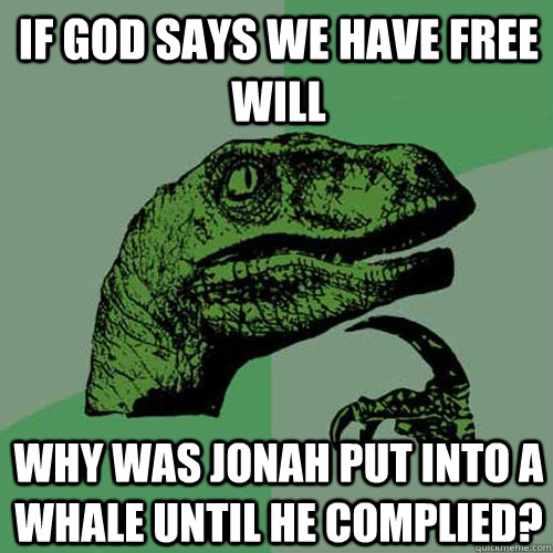 If God says we have free will Why was Jonah put into a whale until he complied?  Philosoraptor