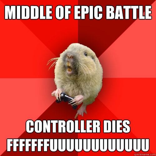 Middle of epic battle controller dies
fffffffuuuuuuuuuuuu  Gaming Gopher