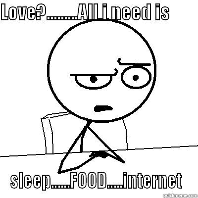 LOVE?.........ALL I NEED IS               SLEEP......FOOD.....INTERNET  Misc