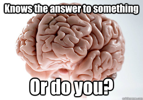 Knows the answer to something Or do you?  Scumbag Brain