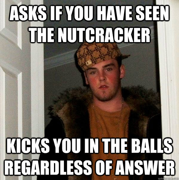 asks if you have seen the nutcracker kicks you in the balls regardless of answer  Scumbag Steve