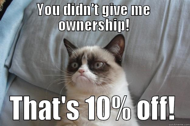 YOU DIDN'T GIVE ME OWNERSHIP! THAT'S 10% OFF! Grumpy Cat