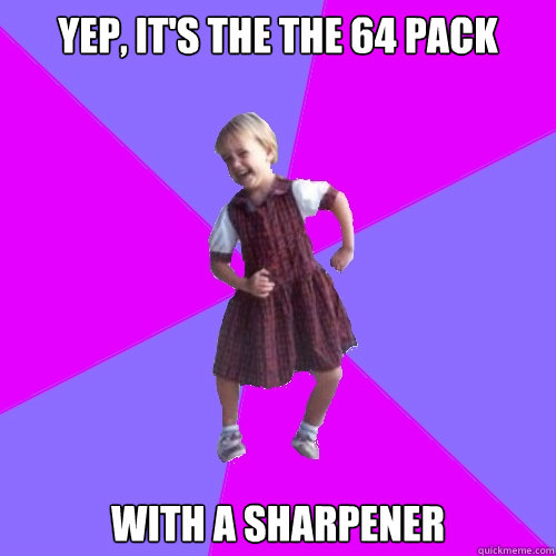 Yep, it's the the 64 pack WITH a sharpener  Socially awesome kindergartener