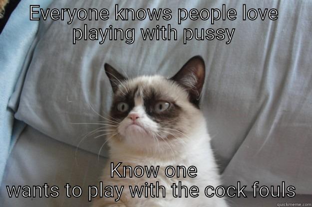 EVERYONE KNOWS PEOPLE LOVE PLAYING WITH PUSSY KNOW ONE WANTS TO PLAY WITH THE COCK FOULS  Grumpy Cat