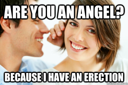 are you an angel? because i have an erection  Bad Pick-up line Paul