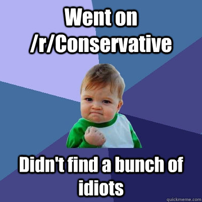 Went on /r/Conservative Didn't find a bunch of idiots  Success Kid