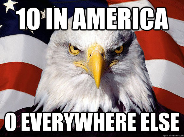 10 in America 0 everywhere else - 10 in America 0 everywhere else  Evil American Eagle