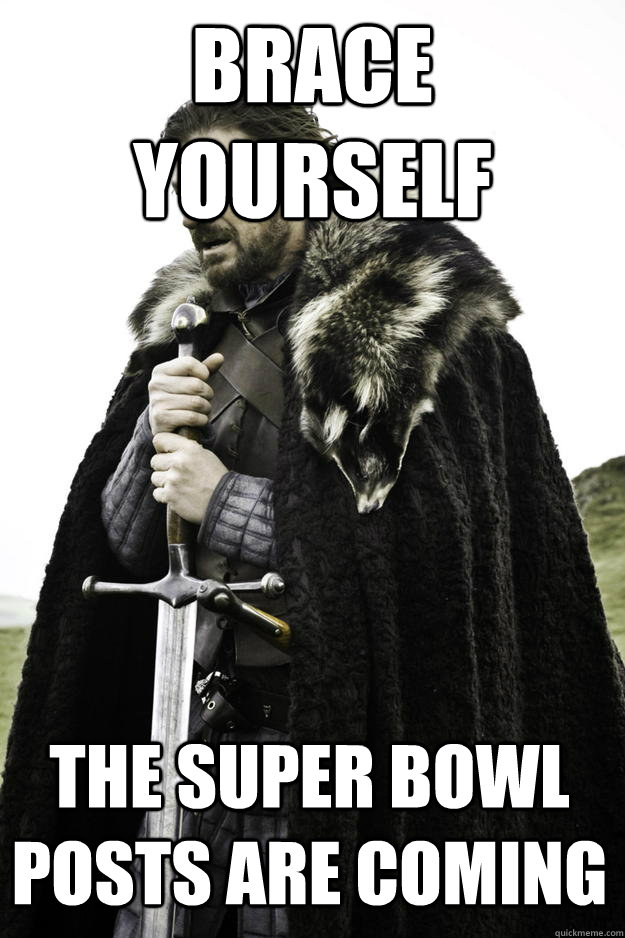 Brace Yourself The super bowl posts are coming  Winter is coming