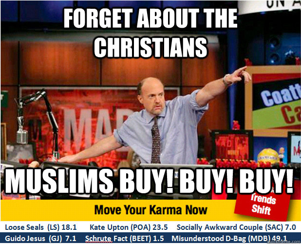 forget about the christians muslims buy! buy! buy!  Jim Kramer with updated ticker