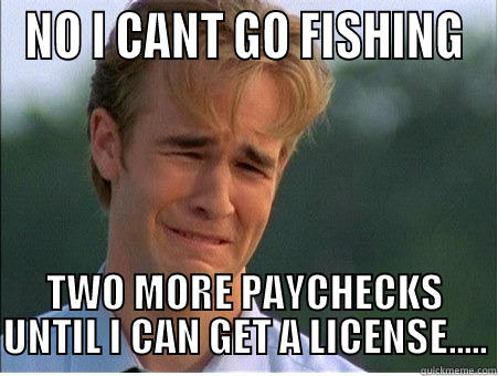 NO FISHING LICENSE YET? - NO I CANT GO FISHING TWO MORE PAYCHECKS UNTIL I CAN GET A LICENSE..... 1990s Problems