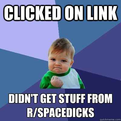 clicked on link didn't get stuff from r/spacedicks  Success Kid